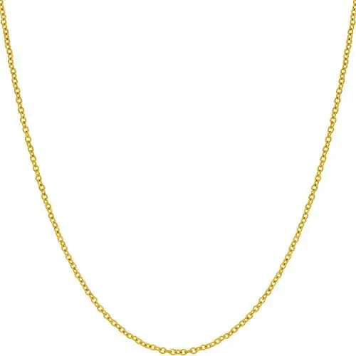 Lifetime Jewelry 1.2mm Cable Link Chain Necklace for Women and Men 24k Gold Plated Lifetime Jewelry 1.2mm Cable Link Chain Necklace for Women and Men 24k Gold Plated