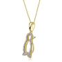 TJD 1/8 Carat Natural Diamond 10K White Gold Baby Penguin Pendant Necklace (H-I Color, I2 Clarity)