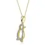 TJD 1/8 Carat Natural Diamond 10K White Gold Baby Penguin Pendant Necklace (H-I Color, I2 Clarity)