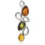 Sterling Silver Multicolor Amber Slider Pendant 18 Inches