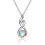 TANGPOET Infinity Necklaces for Women 18K Rose Gold Plated S925 Sterling Silver Moonstone Necklace I Love You More Pendant Jewelry Gift for Teens Mother Daughter 18''