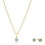 Dainty 925 Sterling Silver Gemstone Birthstone Petite Stud Earrings and 16'' Pendant Necklace Jewelry Set
