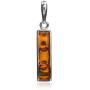 Sterling Silver Amber Rectangular Pendant Chain 18 Inches