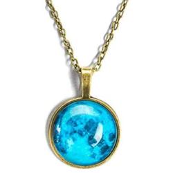 JczR.Y Time Gem Star Luminous Charm Starry Sky Glass Cabochon Pendant Necklace Glow in Dark for Women Girl Christmas Party Jewelry