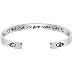 NEIQII Inspirational Cuff Bracelet Bangle for Women, Best Friend Bracelets for Teen Girls, Which Can Adjust Size, Made of Stainless Steel.