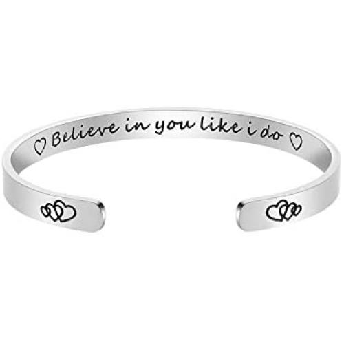 NEIQII Inspirational Cuff Bracelet Bangle for Women, Best Friend Bracelets for Teen Girls, Which Can Adjust Size, Made of Stainless Steel.