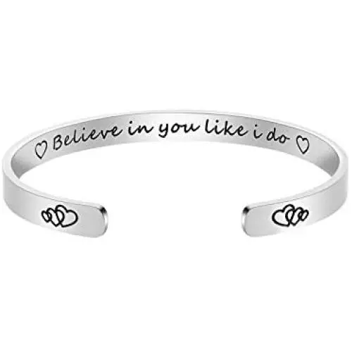 NEIQII Inspirational Cuff Bracelet Bangle for Women, Best Friend Bracelets for Teen Girls, Which Can Adjust Size, Made of Stainless Steel.