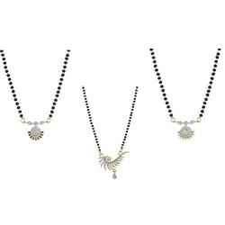 Efulgenz Indian Bollywood Ethnic Traditional Gold Plated CZ Mangalsutra Pendant Necklace Set Jewelry for Women