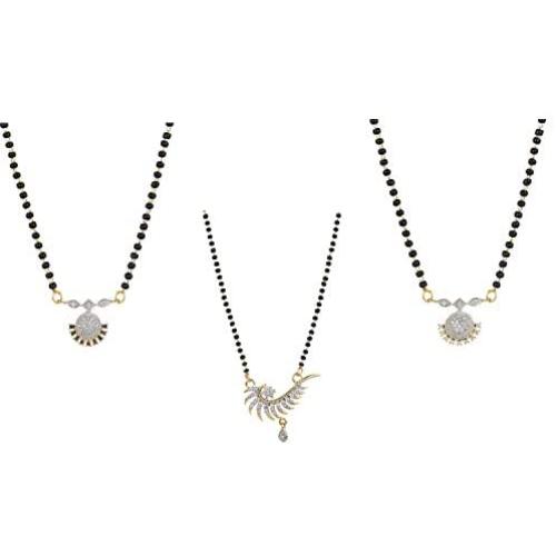 Efulgenz Indian Bollywood Ethnic Traditional Gold Plated CZ Mangalsutra Pendant Necklace Set Jewelry for Women