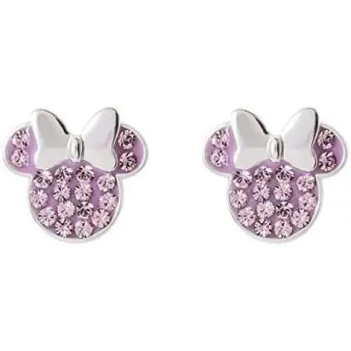 Disney Minnie Mouse Birthstone Jewelry for Women and Girls, Sterling Silver Pave Crystal Stud Earrings Disney Minnie Mouse Birthstone Jewelry for Women and Girls, Sterling Silver Pave Crystal Stud Earrings