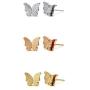 Lenias Stainless Steel Butterfly Pendant Necklace and Tassel Stud Earrings for Women Girls Rose Gold Silver Cute Charm Fashion Animal Jewelry Gifts