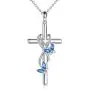 POPLYKE Butterfly Cross Necklace 925 Sterling Silver Cross Pendant Necklace for Women Girls Butterfly Jewelry Gifts POPLYKE Butterfly Cross Necklace 925 Sterling Silver Cross Pendant Necklace for Women Girls Butterfly Jewelry Gifts