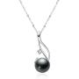 Black Pearl Necklace Tahitian Cultured Pearl Pendant Twist Design 9.5-10mm Sterling Silver Pearl Jewelry Gifts for Women Wife Mom Daughter Christmas