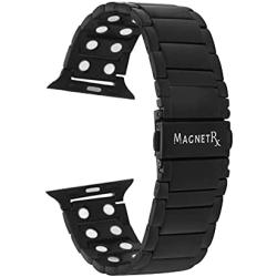 MagnetRX Magnetic Therapy Apple Watch Band - 316L Stainless Steel Ultra Strength Magnet Therapy Watch Band Compatible for Apple Watch Series 6/5/4/3/SE (Black, 42mm/44mm)