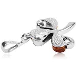 Ian and Valeri Co. Amber Sterling Silver Clover Pendant