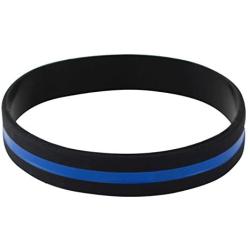 WIZARDPINS Police Officers Patrol Awareness Support Thin Blue Line Silicone Wristband Bracelets Value Pack (1 bracelet)