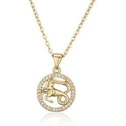 cmoonry 18K Gold Plated Horoscope Constellation Zodiac Sign Necklace Unique Design Fashion CZ Identity Symbol Necklaces Birthday Gift