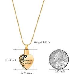 Minicremation Cremation Jewelry for Ashes - Always in My Heart Ashes Pendant with Tree of Life Urn Necklace for Ashes, Keepsakes Memorial Ash Jewelry