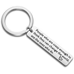 WUSUANED Steve Jobs Quote Keychain People Who are Crazy Enough to Think They Can Change The World Motivation Jewelry Inspirational Keychain Gift for Her