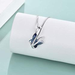 TOUPOP Butterfly Crystal Pendant Necklace S925 Sterling Silver Anniversary Birthday Butterfly Gifts for Butterfly Lovers, Fine Jewelry Gifts for Women