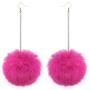 6 Pairs Faux Fur Fluffy Pom Pom Drop Dangle Earrings Set Bohemia Ethnic Handmade Colorful Long Ball Tassel Earrings Thanksgiving Christmas Earrings Gifts for Women Girls Jewelry