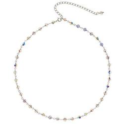 Aurora Borealis 4 MM Choker Necklace Made with Swarovski Crystals, 14'' + 3'' extender