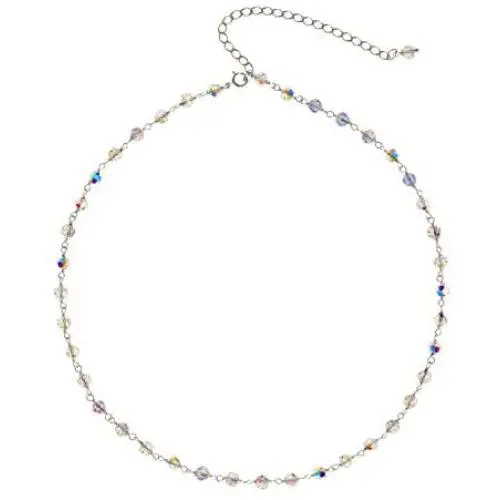 Aurora Borealis 4 MM Choker Necklace Made with Swarovski Crystals, 14'' + 3'' extender Aurora Borealis 4 MM Choker Necklace Made with Swarovski Crystals, 14'' + 3'' extender
