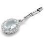 Silvershake 1.94ct. Oval Shape 8x6mm Genuine Aquamarine White Gold Plated 925 Sterling Silver Halo Leverback Earrings