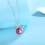 HERAYLI Mickey Mouse Pendant Necklace for Girls/Women,Made with Swarovski Crystal Lovely Women Necklace Jewelry Gift (Pink)