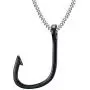 HUANIAN Jewelry Mens Stainless Steel Fishhook Fish Hook Pendant Necklace with 24'' Chain HUANIAN Jewelry Mens Stainless Steel Fishhook Fish Hook Pendant Necklace with 24'' Chain