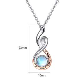 TANGPOET Infinity Necklaces for Women 18K Rose Gold Plated S925 Sterling Silver Moonstone Necklace I Love You More Pendant Jewelry Gift for Teens Mother Daughter 18''