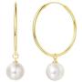 FANCIME White/Yellow Gold Plated 925 Sterling Silver Dangle Drop Pearl Endless Hoop Earrings Dainty Fine Jewelry For Women Girls