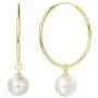 FANCIME White/Yellow Gold Plated 925 Sterling Silver Dangle Drop Pearl Endless Hoop Earrings Dainty Fine Jewelry For Women Girls