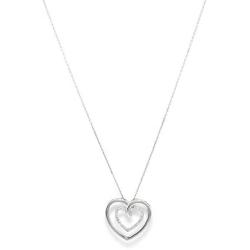 Quality Jewels Diamond Heart Pendant Necklace, 925 Sterling Silver Heart Necklace for Women and Girls, 18'' Adjustable Cable Chain