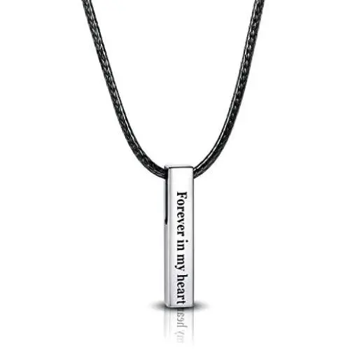 Vertical Bar Urn Necklace for Men - 925 Sterling Silver Cube Bar Pendant Necklace Memorial Cremation Ashes Jewelry Gift for Loss of Loved Ones Vertical Bar Urn Necklace for Men - 925 Sterling Silver Cube Bar Pendant Necklace Memorial Cremation Ashes Jewelry Gift for Loss of Loved Ones