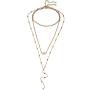 Anglacesmade Layered Choker Necklace Set Rhinestone Choker Pearl Necklace Gold Beads Y Necklace Bohemia Jewelry for Women and Girls(Gold)