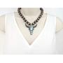 Elosee Turquoise Stone Long Horn Steer Skull Pendant Native Pearls Necklace 18 Inch