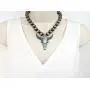Elosee Turquoise Stone Long Horn Steer Skull Pendant Native Pearls Necklace 18 Inch