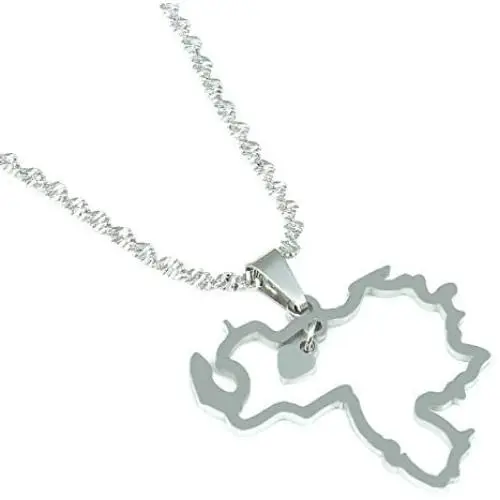 Stainless Steel Venezuela Map Pendant Necklace Venezuelan Jewelry (Silver) Stainless Steel Venezuela Map Pendant Necklace Venezuelan Jewelry (Silver)