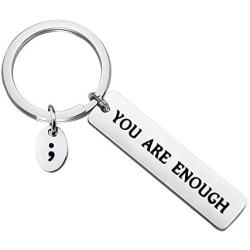 BAUNA Semicolon Keychain You are Enough Suicide Prevention Gift Mental Health Jewelry Depression Suicide Awareness Inspirational Gifts