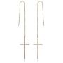 Epinki Gold Plated Earrings, Womens Long Chain Cross Threader Dangle Earrings