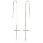 Epinki Gold Plated Earrings, Womens Long Chain Cross Threader Dangle Earrings Epinki Gold Plated Earrings, Womens Long Chain Cross Threader Dangle Earrings