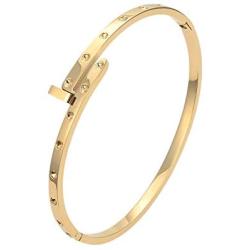 Classic Jewelry Nail Love Stainless Steel Bangles Bracelets for Women, White ,IPG,IPRose Gold
