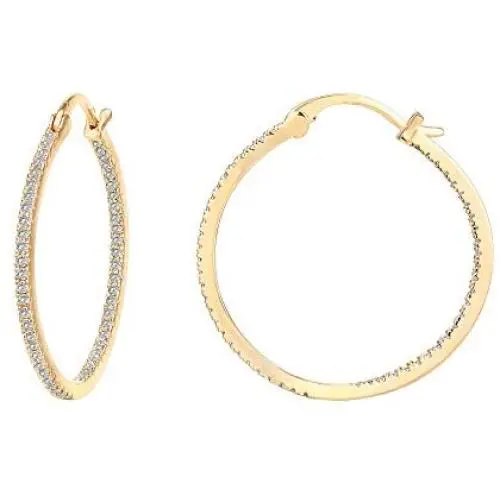 PAVOI 14K Gold Plated 925 Sterling Silver Post Cubic Zirconia Hoop Earrings 30/15mm PAVOI 14K Gold Plated 925 Sterling Silver Post Cubic Zirconia Hoop Earrings 30/15mm