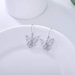 Sterling Silver Dragonfly/Butterfly/Maple Leaf Dangle Earrings for Women Girl Teen Dragonfly Pendant Drop Earrings