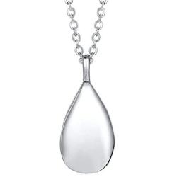 New Teardrop Ashes Urn Pendant Necklace Cremation Memorial Keepsake Jewelry,Carved Locket Stainless Steel Keepsake Waterproof Memorial Pendant for Love,With Tools and Box