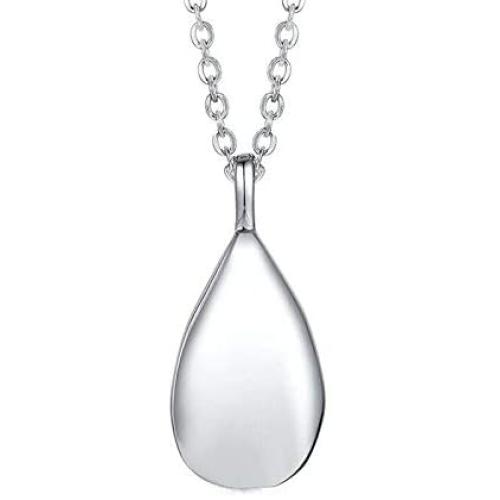 New Teardrop Ashes Urn Pendant Necklace Cremation Memorial Keepsake Jewelry,Carved Locket Stainless Steel Keepsake Waterproof Memorial Pendant for Love,With Tools and Box