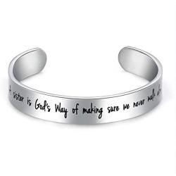 LParkin Sister Gifts from Sister Bracelets A Sister is Gods Way of Making Sure We Never Walk Alone Stainless Steel Polished 6”3/8”