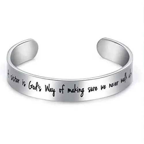 LParkin Sister Gifts from Sister Bracelets A Sister is Gods Way of Making Sure We Never Walk Alone Stainless Steel Polished 6”3/8” LParkin Sister Gifts from Sister Bracelets A Sister is Gods Way of Making Sure We Never Walk Alone Stainless Steel Polished 6”3/8”