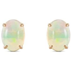 Galaxy Gold 14k Solid Yellow Gold Stud Earrings with Natural Opals 0.90 ctw High Polished Stud Earrings